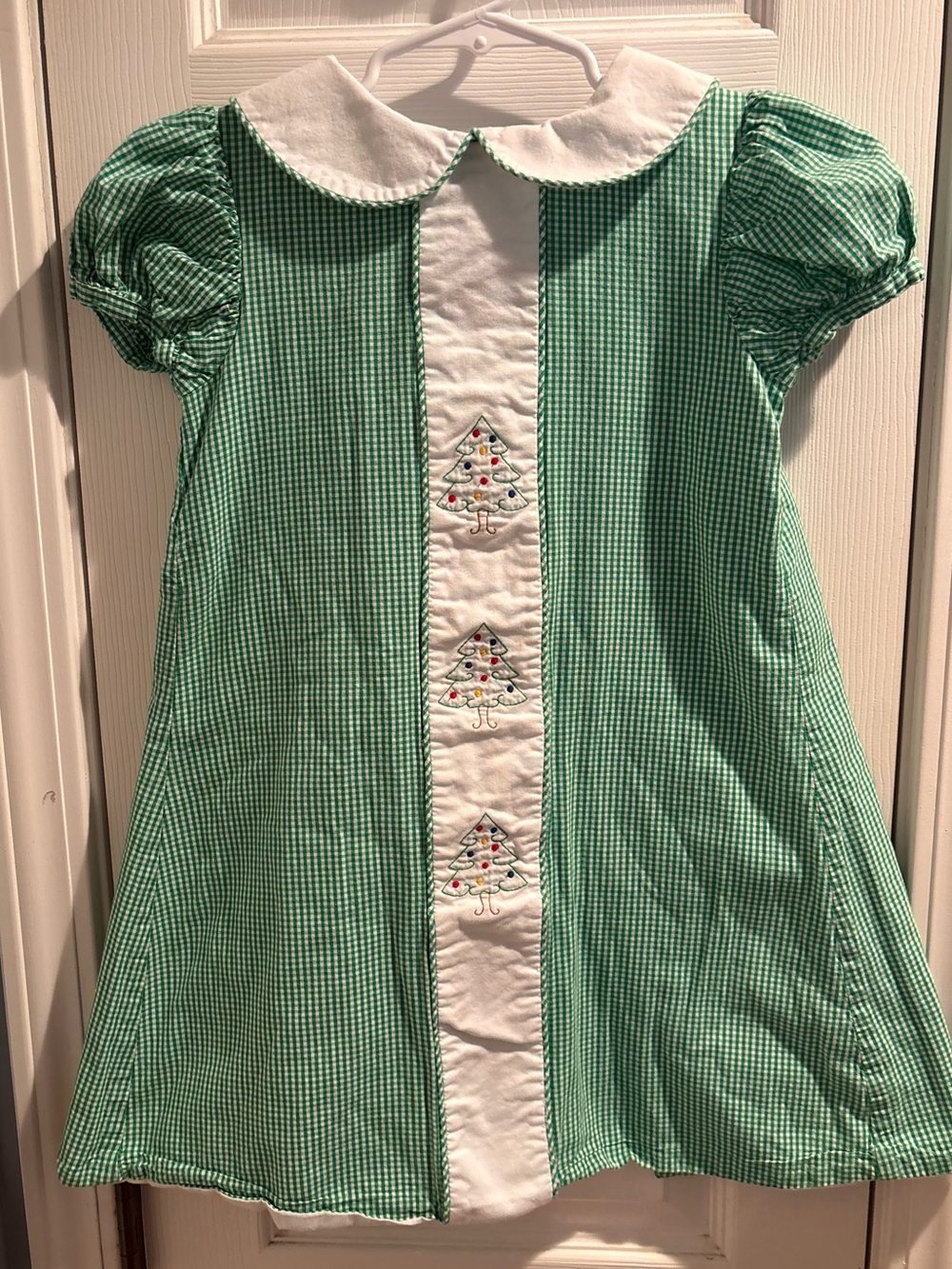 Girls The Bailey Boys Green Gingham Dress with Tree Embroidery